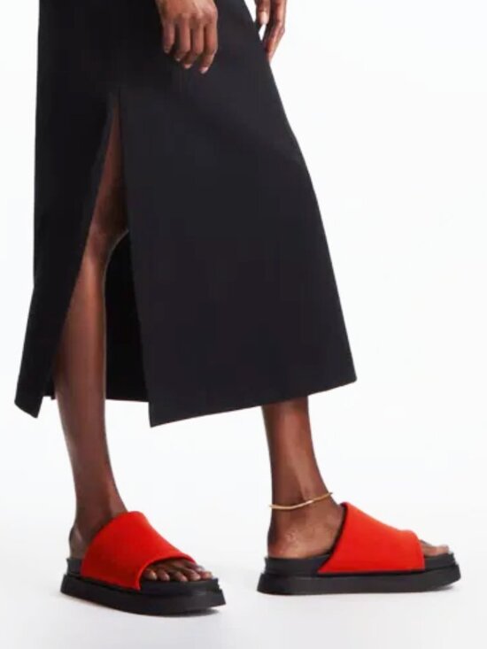 COS Shoes - COS NWT Knit Platform Slides Red Orange Chunky Minimalist Sandals Sz 8